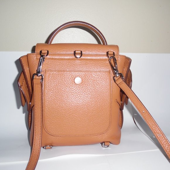 Tod's Brown Leather Mini Wave Top Handle Studs Backpack Crossbody Handbag Purse - Picture 9 of 16